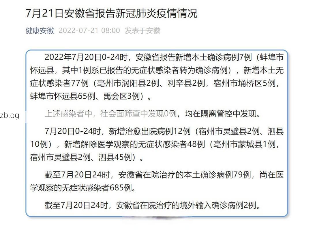 2022年7月5日安徽新增确诊病例情况
