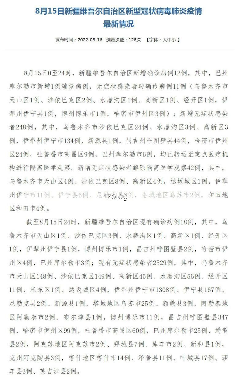 2022年8月10日乌鲁木齐新增确诊病例情况